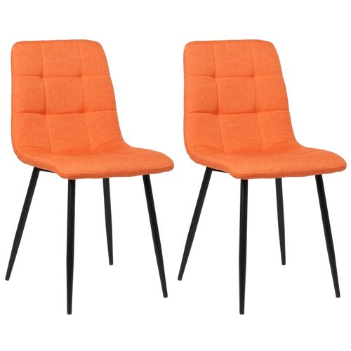 Lot De 2 Chaises De Salle à Manger En Tissu Orange Pieds Métal Noir Mat Style Moderne Cds101110