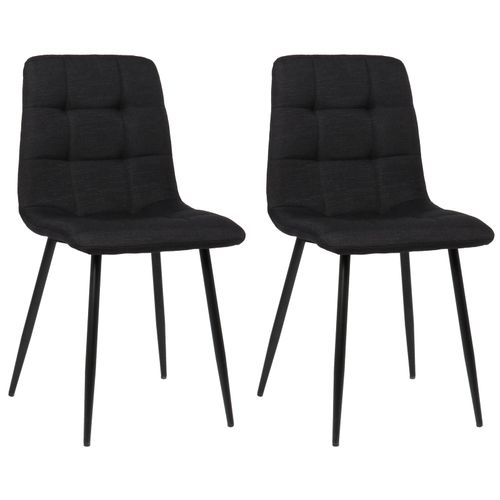 Lot De 2 Chaises De Salle à Manger En Tissu Noir Pieds Métal Noir Mat Style Moderne Cds101107
