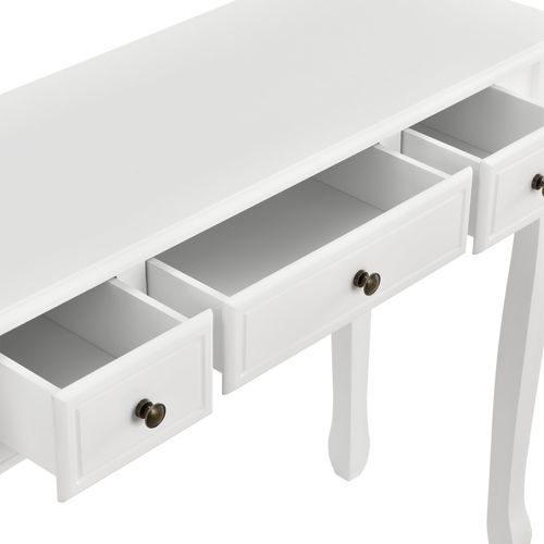 Table Console Buffet D'entrée De Salon Avec 3 Tiroirs Mdf 100 Cm Blanc 03_0004177
