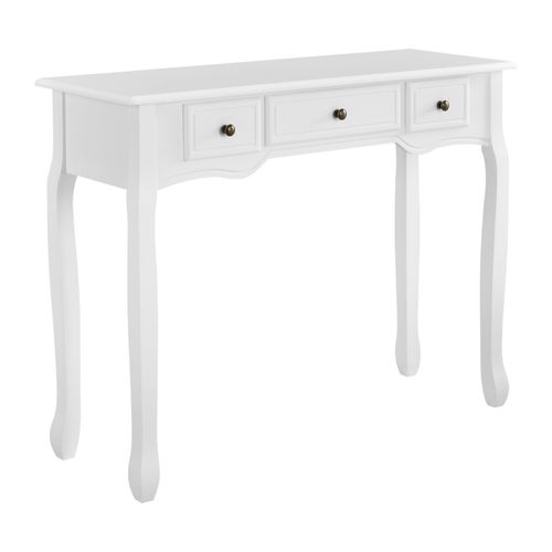 Table Console Buffet D'entrée De Salon Avec 3 Tiroirs Mdf 100 Cm Blanc 03_0004177