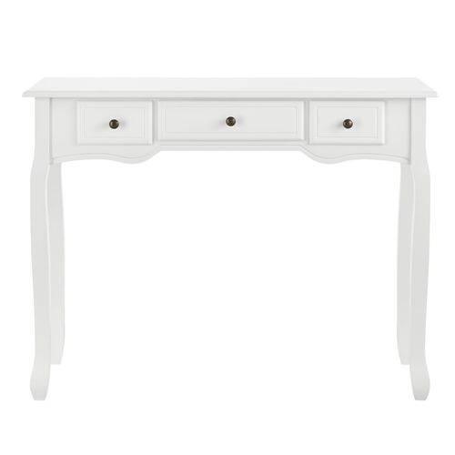 Table Console Buffet D'entrée De Salon Avec 3 Tiroirs Mdf 100 Cm Blanc 03_0004177