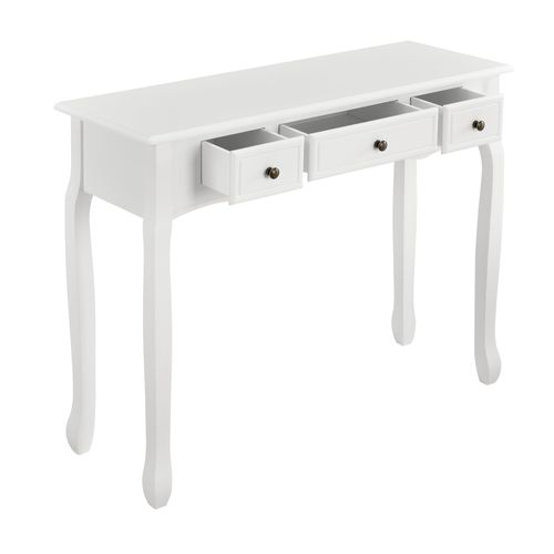 Table Console Buffet D'entrée De Salon Avec 3 Tiroirs Mdf 100 Cm Blanc 03_0004177