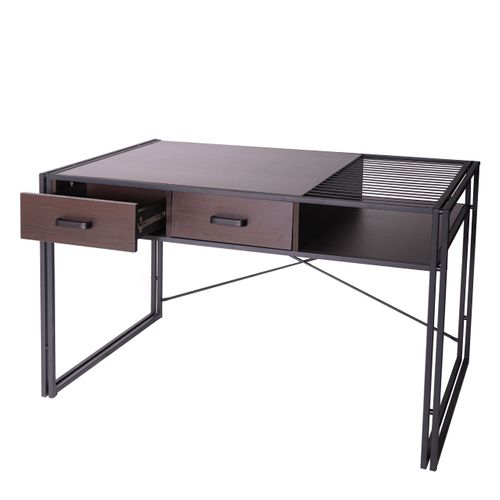 Bureau D'ordinateur Avec Tiroirs Et Compartiment De Rangement Design Industriel 76x120x70cm