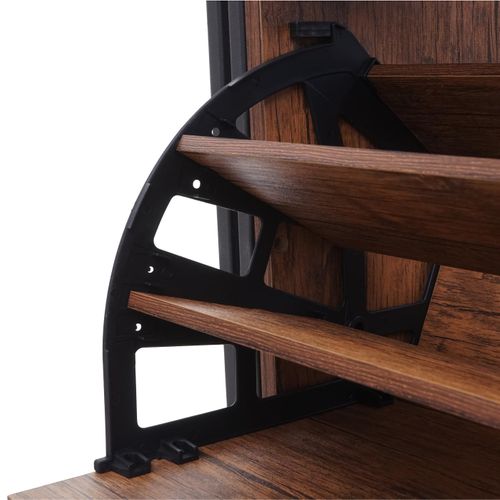 Étagère à Chaussures Meuble Rangement Entrée 122x77x29cm Jusqu'à 27 Paire Aspect Chêne Sauvage 04_