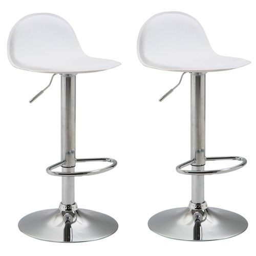 Lot De 2 Tabourets De Bar Pied Trompète Métal Hauteur Réglable En Synthétique Blanc Tdb10343