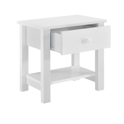 Table De Chevet Nuit Mdf 41,5cm Avec 1 Tiroir Blanc 03_0004200