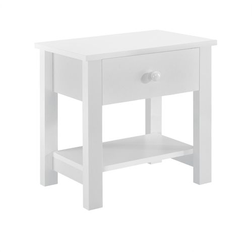 Table De Chevet Nuit Mdf 41,5cm Avec 1 Tiroir Blanc 03_0004200