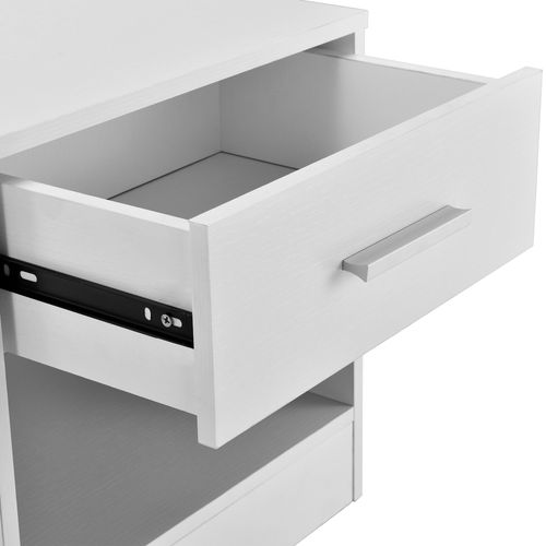 Table De Chevet Nuit Tiroir Aggloméré Mélamine 38 Cm Blanc 03_0004202