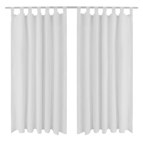 Lot De 2 Rideaux à Passant Micro Satin Blanc 140 X 175 Cm Décoration Fenêtres 400201