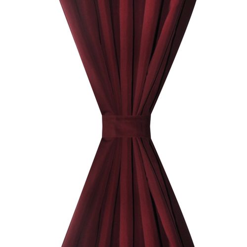 Lot De 2 Rideaux à Passant Micro Satin Bordeaux 140 X 175 Cm Décoration Fenêtres 400