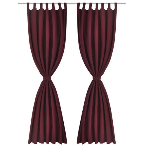 Lot De 2 Rideaux à Passant Micro Satin Bordeaux 140 X 175 Cm Décoration Fenêtres 400