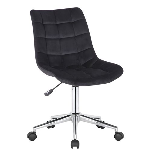 Chaise De Bureau En Velours Noir Sur Roulettes Design Moderne Hauteur Réglable Bur10600