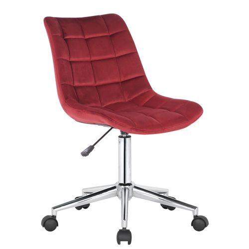 Chaise De Bureau En Velours Rouge Sur Roulettes Design Moderne Hauteur Réglable Bur10599