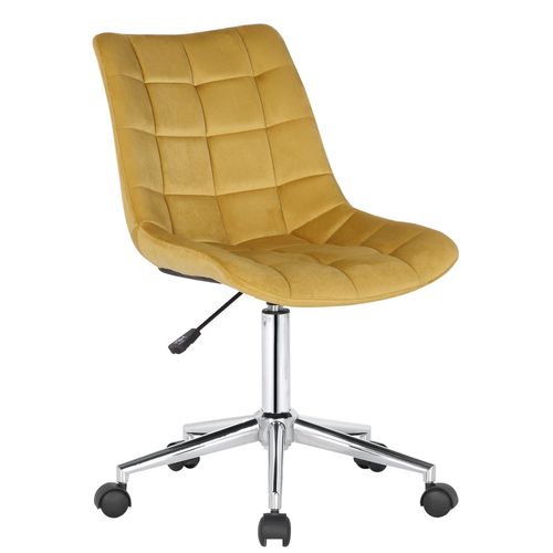 Chaise De Bureau En Velours Jaune Sur Roulettes Design Moderne Hauteur Réglable Bur10596