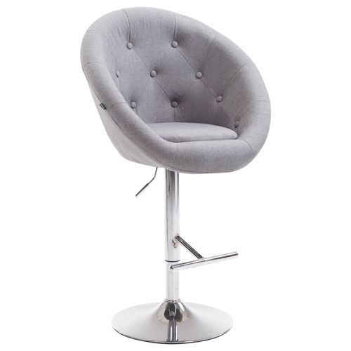 Tabouret De Bar Design Moderne Forme Oeuf Capitonné Avec Repose-pieds En Métal Chromé Tissu Gris