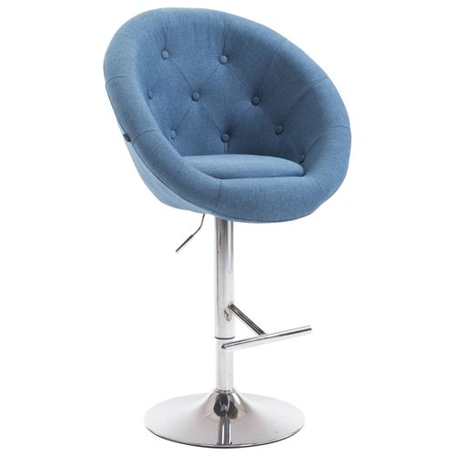 Tabouret De Bar Design Moderne Forme Oeuf Capitonné Avec Repose-pieds En Métal Chromé Tissu Bleu Td