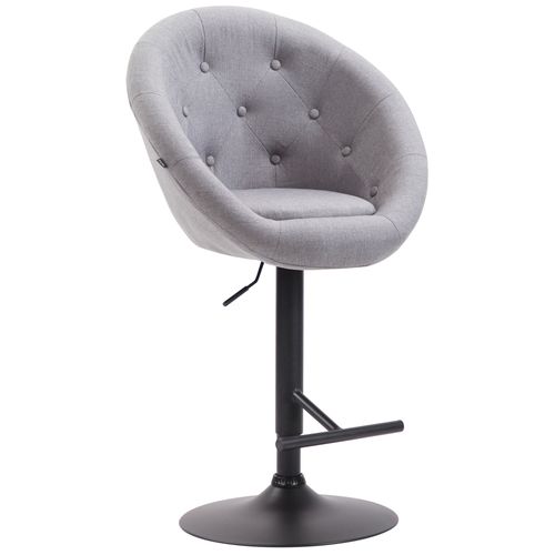Tabouret De Bar Design Moderne Forme Oeuf Capitonné Avec Repose-pieds En Métal Noir Tissu Gris Tdb1