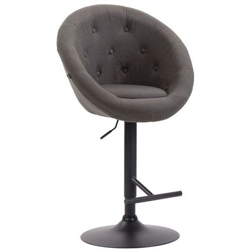 Tabouret De Bar Design Moderne Forme Oeuf Capitonné Avec Repose-pieds En Métal Noir Tissu Gris