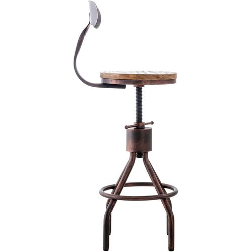 Tabouret De Bar Chaise Haute De Comptoir Avec Dossier Design Industriel Vintage Métal Bronze