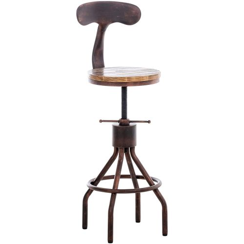 Tabouret De Bar Chaise Haute De Comptoir Avec Dossier Design Industriel Vintage Métal Bronze