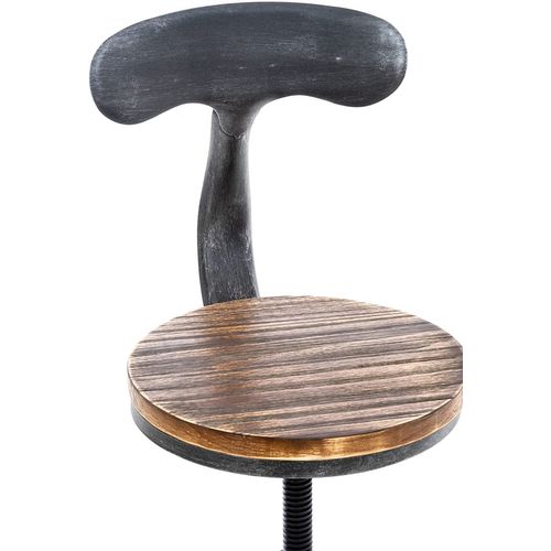 Tabouret De Bar Chaise Haute De Comptoir X1 Avec Dossier Design Industriel Vintage Métal Gris