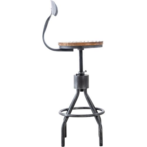 Tabouret De Bar Chaise Haute De Comptoir X1 Avec Dossier Design Industriel Vintage Métal Gris