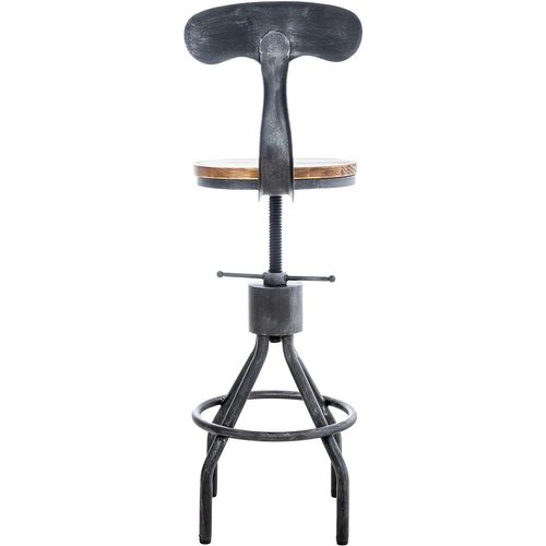 Tabouret De Bar Chaise Haute De Comptoir X1 Avec Dossier Design Industriel Vintage Métal Gris