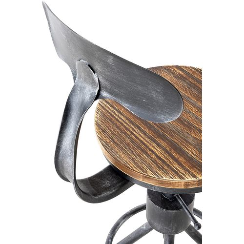 Tabouret De Bar Chaise Haute De Comptoir X1 Avec Dossier Design Industriel Vintage Métal Gris