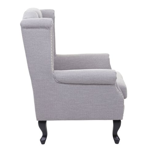 Fauteuil Chesterfield Relaxation Fauteuil Club En Tissu/textile Gris Avec Repose-pieds 04_0003082