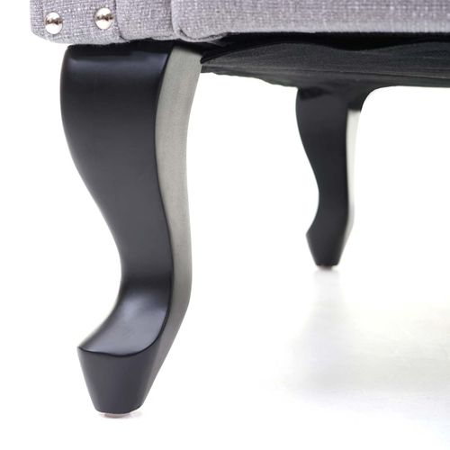 Fauteuil Chesterfield Relaxation Fauteuil Club En Tissu/textile Gris Avec Repose-pieds 04_0003082