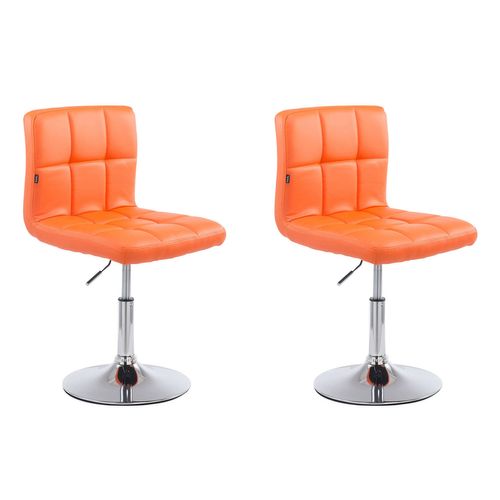 Lot De 2 Chaises De Salle à Manger Style Moderne Et Design En Synthétique Orange Hauteur Réglable
