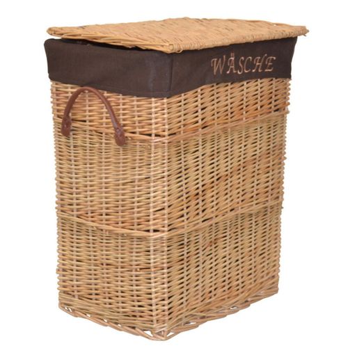 Panier à Linge En Osier Couleur Naturelle Insert En Tissu Coffre Avec Poignées Med05175