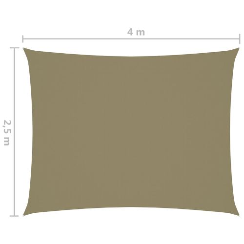Voile Toile D'ombrage Parasol Tissu Oxford Rectangulaire 2,5 X 4 M Beige 02_0009564