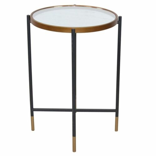 Table D'appoint Porte Fleurs Au Design Simple En Métal Noir Et Doré Taba05125