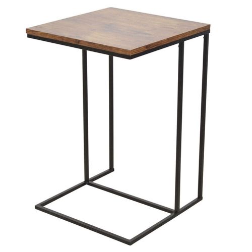 Table D'appoint Porte Fleurs Intemporelle Cadre En Acier Plateau En Plastique Noir/marron Taba0512