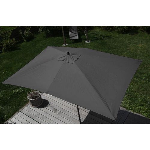 Parasol De Jardin 3x4m Rectangulaire Polyester/bois 6kg Anthracite 04_0003826