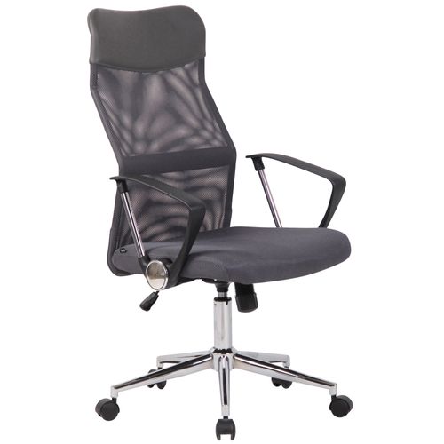 Fauteuil De Bureau Sur Roulettes Forme Ergonomique Hauteur Réglable Pivotant En Maille Gris Bur105