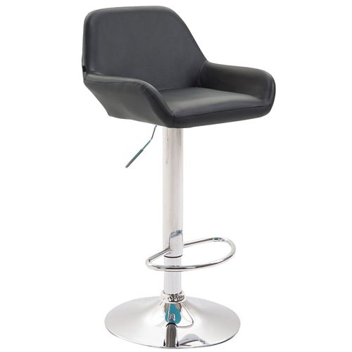 Tabouret De Bar Moderne Et Confortable En Synthétique Noir Pieds Trompette En Métal Chromé Tdb1031