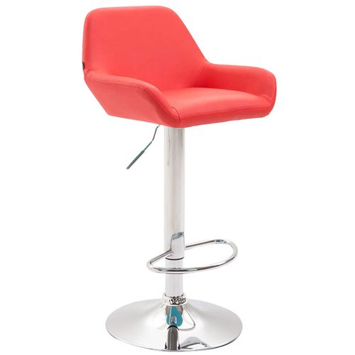 Tabouret De Bar Moderne Et Confortable En Synthétique Rouge Pieds Trompette En Métal Chromé Tdb103