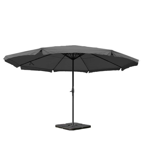 Parasol Pour Jardin Terrasse D. 5m Polyester Alu 28kg Anthracite Avec Pieds De Parasol04_0003866