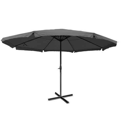 Parasol Pour Jardin Terrasse D. 5m Polyester Alu 28kg Anthracite Sans Pieds De Parasol 04_0003869