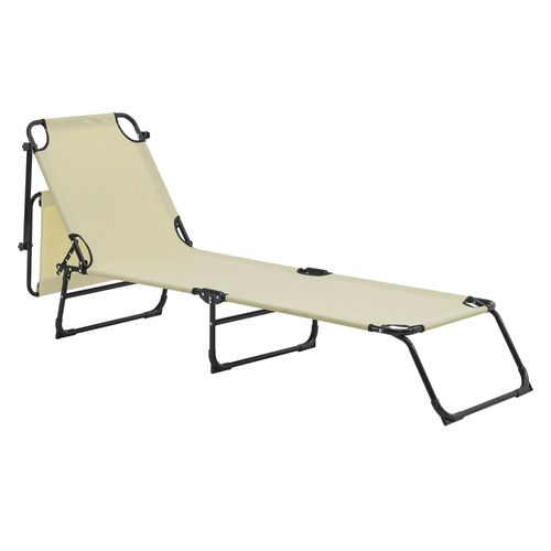 Lot De 2 Transats Pliable Avec Toiture Pare Soleil De Relax Acier 190 Cm Crème 03_000