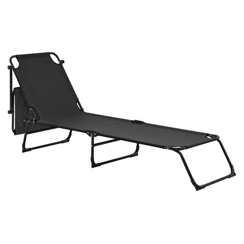 Lot De 2 Transats Pliable 190 Cm Avec Toiture Pare-soleil De Relax Acier Noir 03_0004