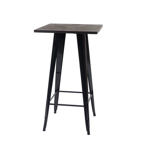Table Haute De Bar Bistro En Bois Design Industriel En Métal 107x60x60cm Noir 04_0005123