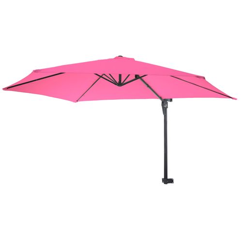 Parasol Mural Pour Balcon Terrasse Avec Mât Inclinable 3m Polyester Aluminium/acier 9kg Couleur Ro