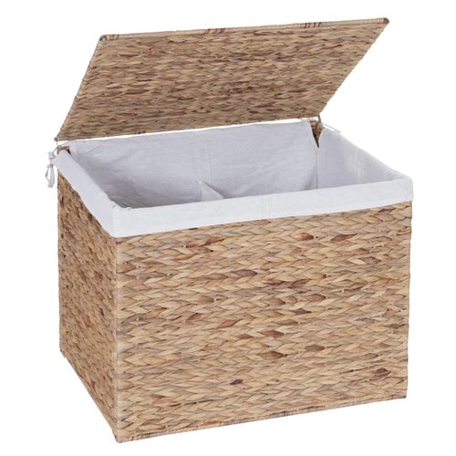 Panier à Linge Coffre De Rangement 2 Compartiments Jacinthe D'eau 50x60x43cm 129l 04_0003774