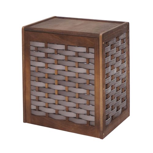 Panier à Linge Sac à Linge Amovible En Bois Massif Aspect Shabby 61x51x35cm Marron 04_0003775