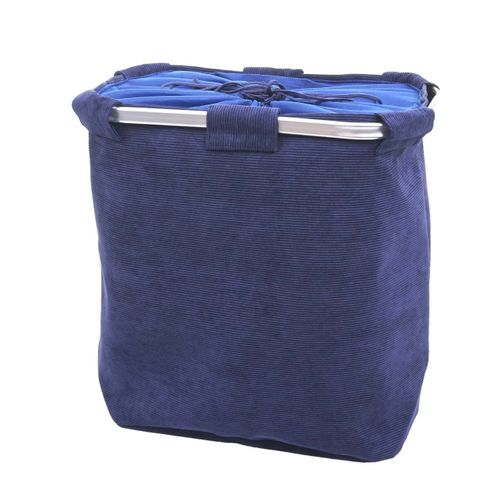 Panier à Linge Corbeille Avec Cordon De Serrage 2 Compartiments 56x49x30cm 82l En Tissu Bleu 04_00