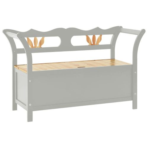Banc Banquette Coffre De Rangement Meuble 107 X 45 X 75,5 Cm Bois De Sapin Solide Gri
