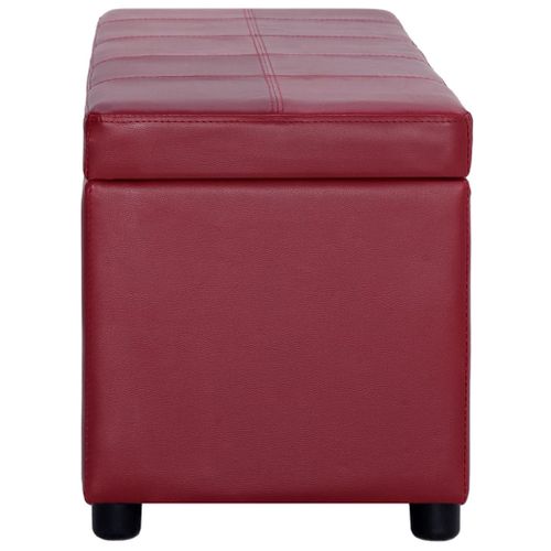 Banc Banquette Avec Compartiment De Rangement 116 Cm Bordeaux Simili 02_0010978